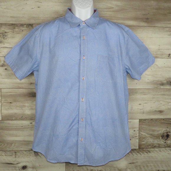 SQ Wear*‎ Men's Short Sleeve Button Down Curved Hem Chest Pocket Shirt~ Size XL - Picture 1 of 11